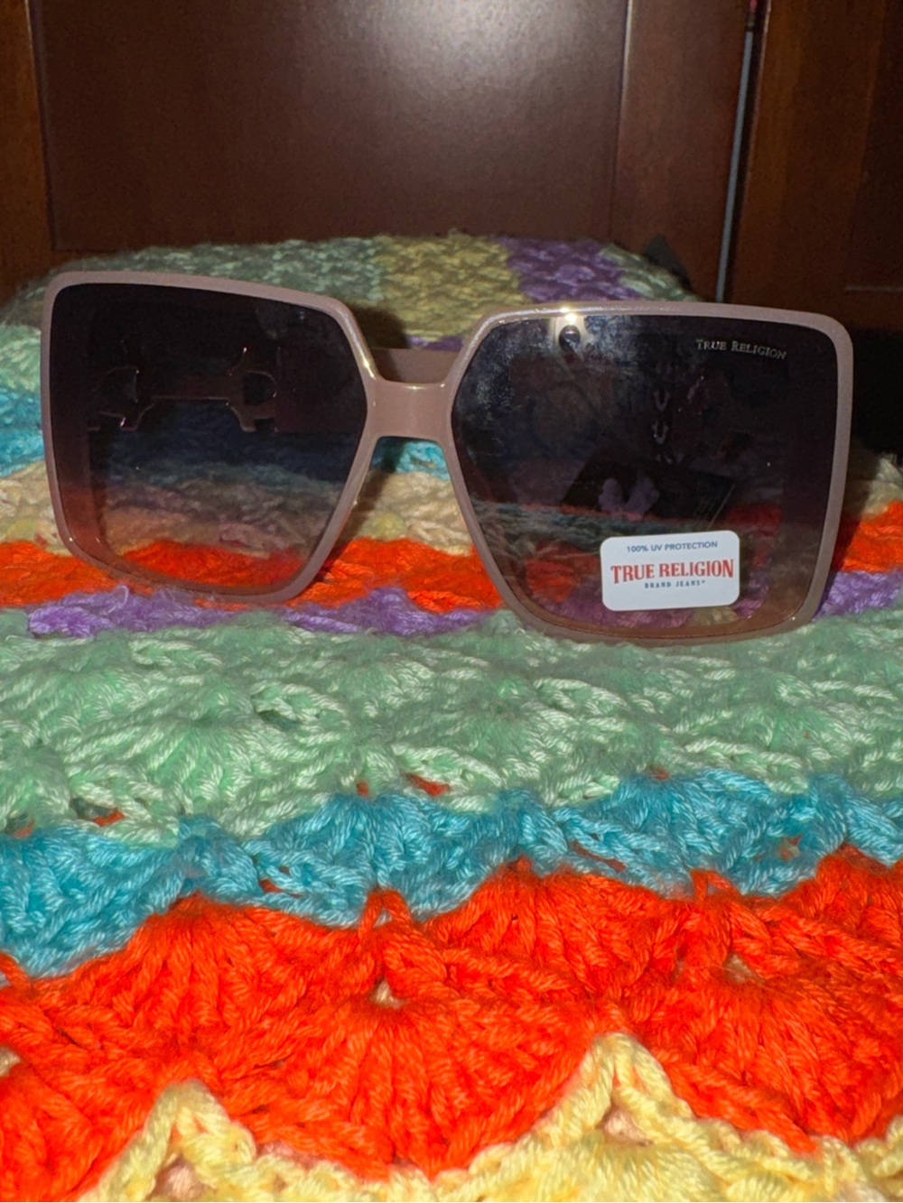True Religion Pink Oversized Square Sunglasses